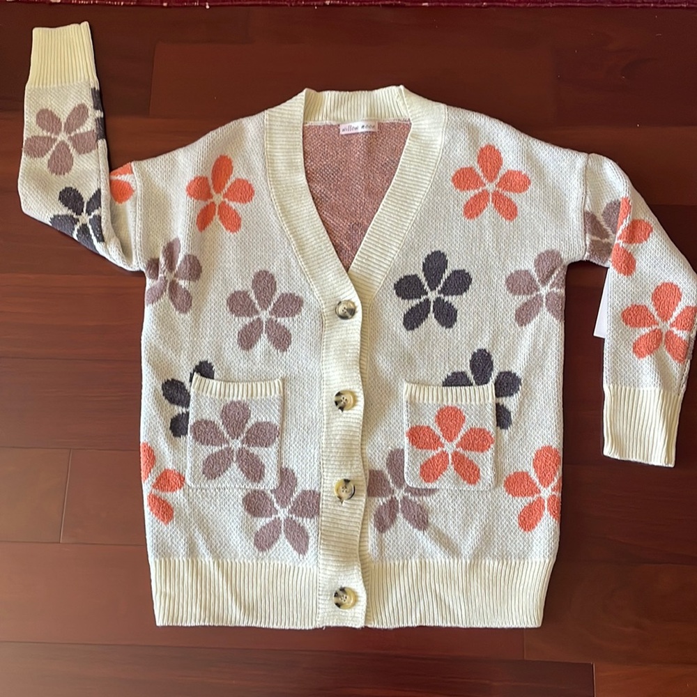 Cream Knit Cardigan Willow Moon Sweater in S